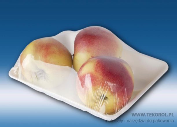 Apples wrapped on a tray